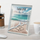 Signe De Table Coeurs De Plage mariages Dans Une Fenêtre (In SItu)