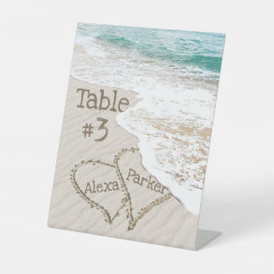 Signe De Table Cœurs de plage océane