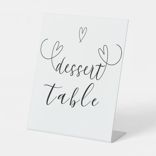 Signe De Table Coeurs modernes Noir Blanc Mariage Dessert Table (Recto)
