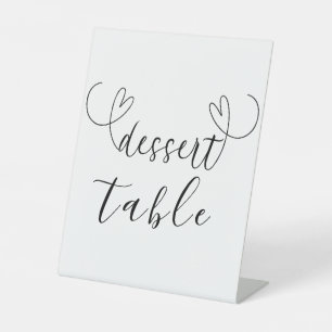 Signe De Table Coeurs modernes Noir Blanc Mariage Dessert Table