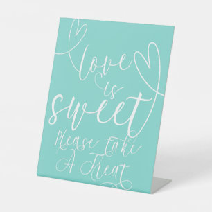 Signe De Table Coeurs modernes Turquoise Blue Green Love is Sweet