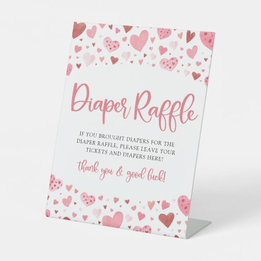 Signe De Table Coeurs roses Valentine Baby shower Déchets Raffle (Recto)