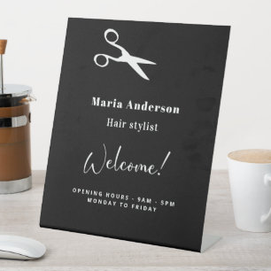 Signe De Table Coiffeur noir blanc heures d'ouverture accueil