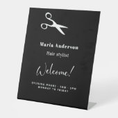 Signe De Table Coiffeur noir blanc heures d'ouverture accueil (Recto)
