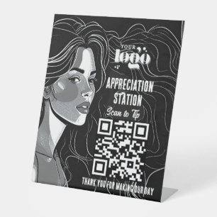 Signe De Table Coiffure de salon / poste d'appréciation Code QR
