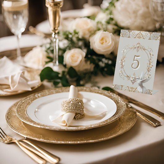 Signe De Table Colibri blanc Numéro de table
