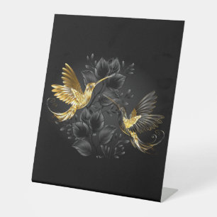 Signe De Table Colibri noir et or