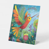 Signe De Table Colibri œuvre d'art colorée (Recto)