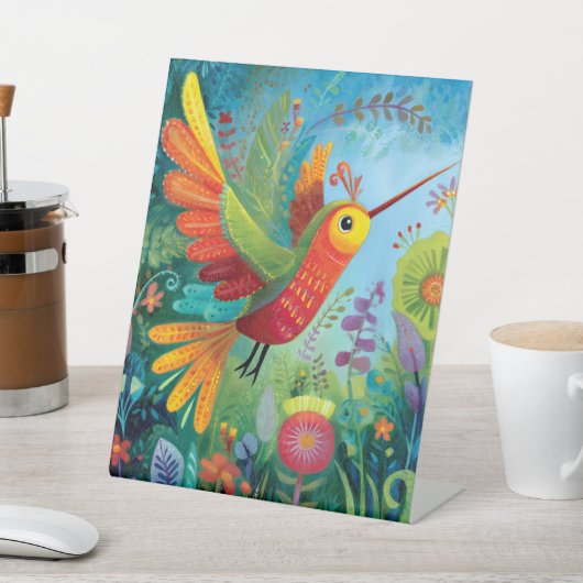 Signe De Table Colibri œuvre d'art colorée (In SItu)
