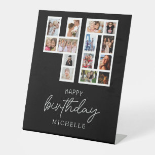 Signe De Table Collage de photos de 40e anniversaire sur socle