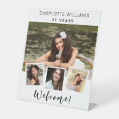 Signe De Table Collage de photos fête d'anniversaire blanche bien (Recto)