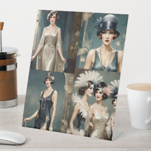 Signe De Table Collage photo féminin des années 1920,
