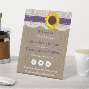 Signe De Table Collection de Mariages de tournesol rustique - vio