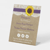 Signe De Table Collection Rustique de Mariages de tournesol Kraft (Recto)