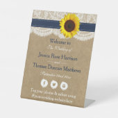 Signe De Table Collection Rustique de Mariages de tournesol Kraft (Recto)