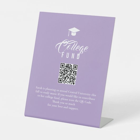 Signe De Table College Fund Modern Minimal Typography QR Code (Recto)