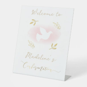 Signe De Table colombe blanche Bienvenue confirmation