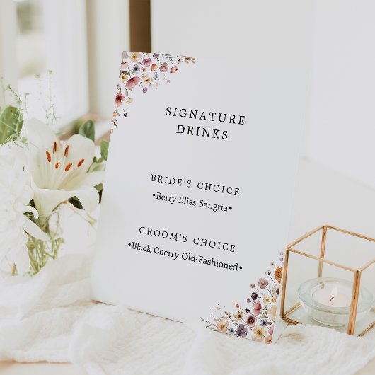 Signe De Table Colorful Floral Mariage Signature Boissons