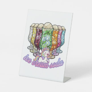 Signe De Table Colorful ice cream soda -with a unicorn-