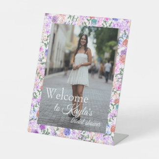 Signe De Table Colorful Rose Border Bridal Shower Welcome Sign