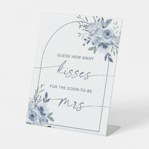 Signe De Table Combien de baisers Fête des mariées Dusty Blue Jeu