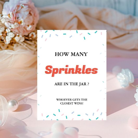Signe De Table Combien de SPrinkles dans le jeu de Baby shower Ja