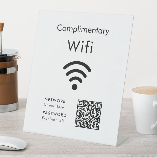 Signe De Table Complimentary Wifi Code Black & White (In SItu)
