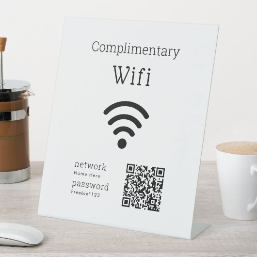 Signe De Table Complimentary Wifi Code Black & White Custom (In SItu)