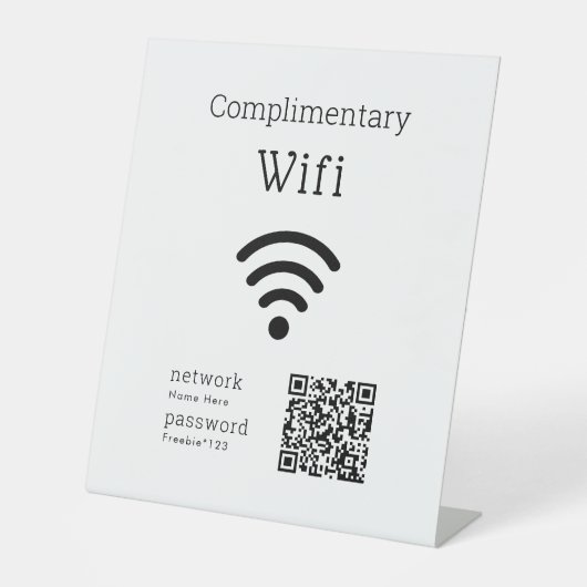 Signe De Table Complimentary Wifi Code Black & White Custom (Recto)