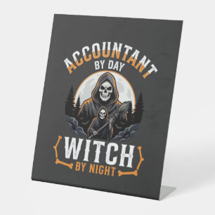 Signe De Table Comptable Halloween le jour Sorcière la nuit Desig