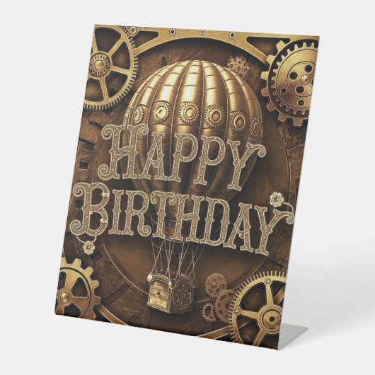 Signe De Table Conception d'anniversaire d'aventure Steampunk (Recto)