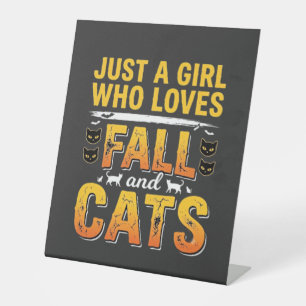 Signe De Table Conception de chats d'automne Halloween fille_1