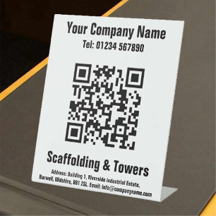 Signe De Table Conception de chevalet de signalisation de code QR