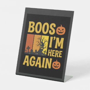 Signe De Table Conception de cimetière rétro Boos d'Halloween, je