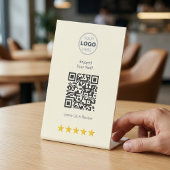 Signe De Table Conception de critique QR de bistro moderne blanc