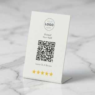 Signe De Table Conception de critique QR de bistro moderne blanc