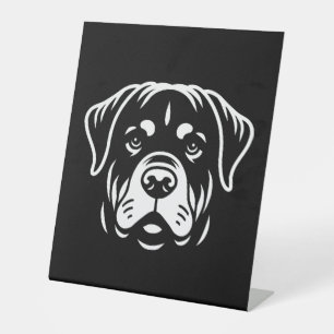Signe De Table Conception de face minimaliste Rottweiler - Gras