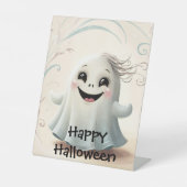 Signe De Table Conception de Halloween d'ami fantomatique adorabl (Recto)
