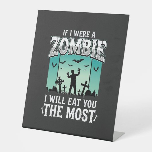 Signe De Table Conception de Halloween Zombie Je Vous Mangerai_1 (Recto)