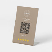 Signe De Table Conception de retour d'information QR moderne beig (Recto)