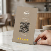 Signe De Table Conception de retour d'information QR moderne beig