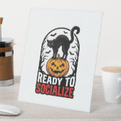 Signe De Table Conception d'humour de fête de chat Halloween soci (In SItu)