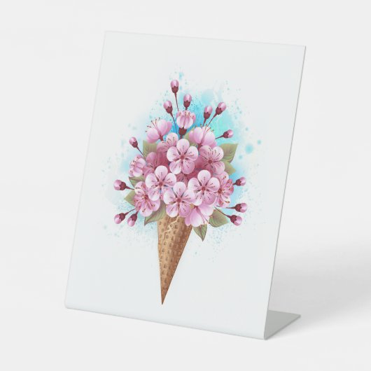 Signe De Table Cône rose Sakura crème glacée gaufre (Recto)