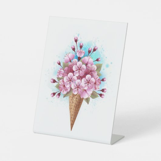 Signe De Table Cône rose Sakura crème glacée gaufre (Recto)