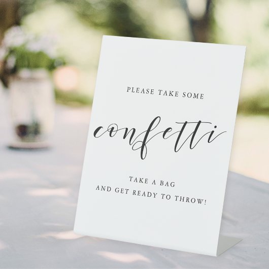 Signe De Table Confettis de mariage de calligraphie moderne pour