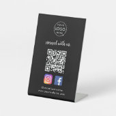 Signe De Table Connect with | Média social QR Code noir (Recto)