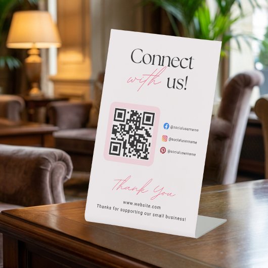 Signe De Table Connect With Us Social Media QR Code Business