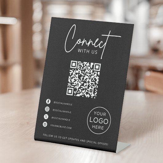 Signe De Table Connect With Us Social Media QR Code Business