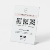 Signe De Table Connect With Us Social Media Sign | Editable Busin (Recto)