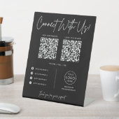 Signe De Table Connectez-vous à nous Code QR des médias sociaux p (In SItu)